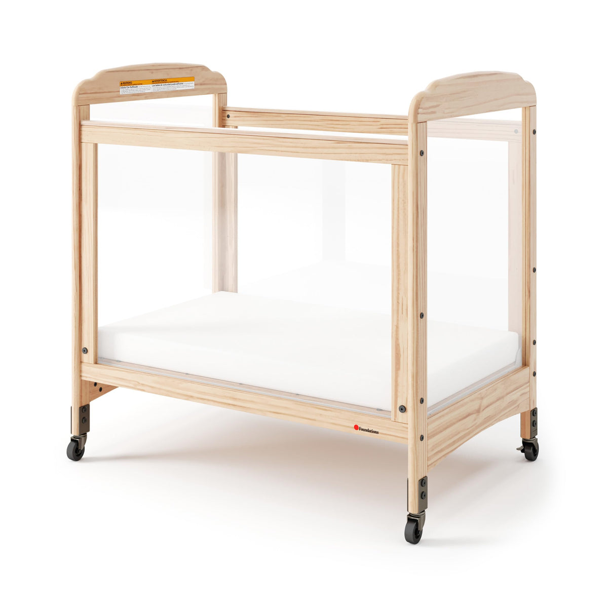 Foundations Serenity Compact Clearview Fixed Side Daycare Crib, White