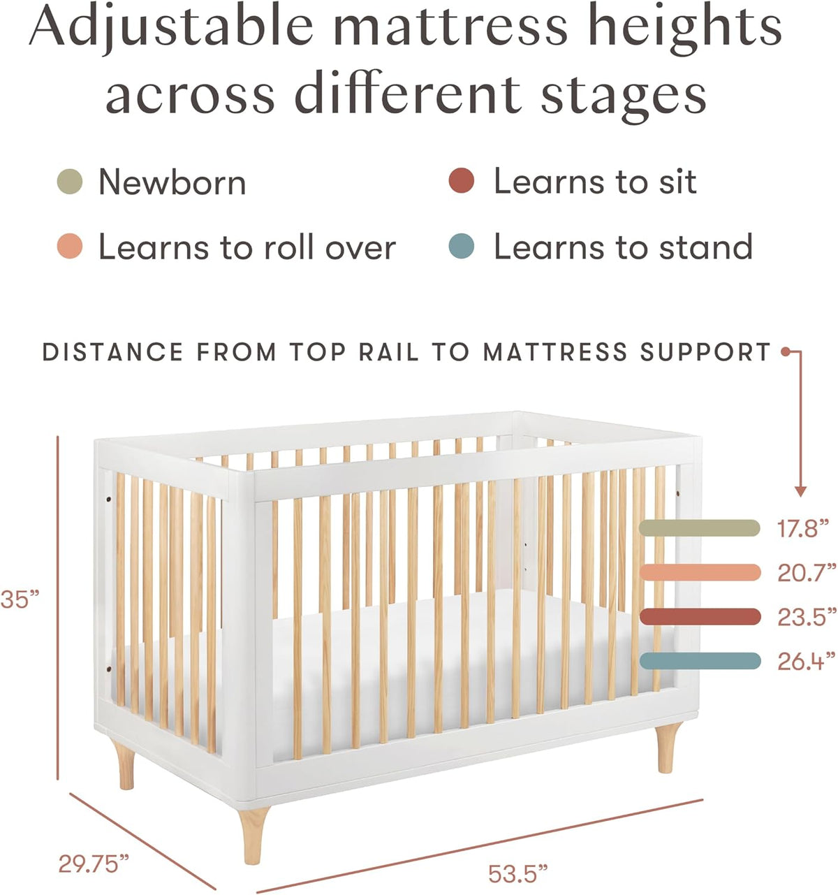 babyletto Lolly 3-in-1 Convertible Baby Crib, White and Natural