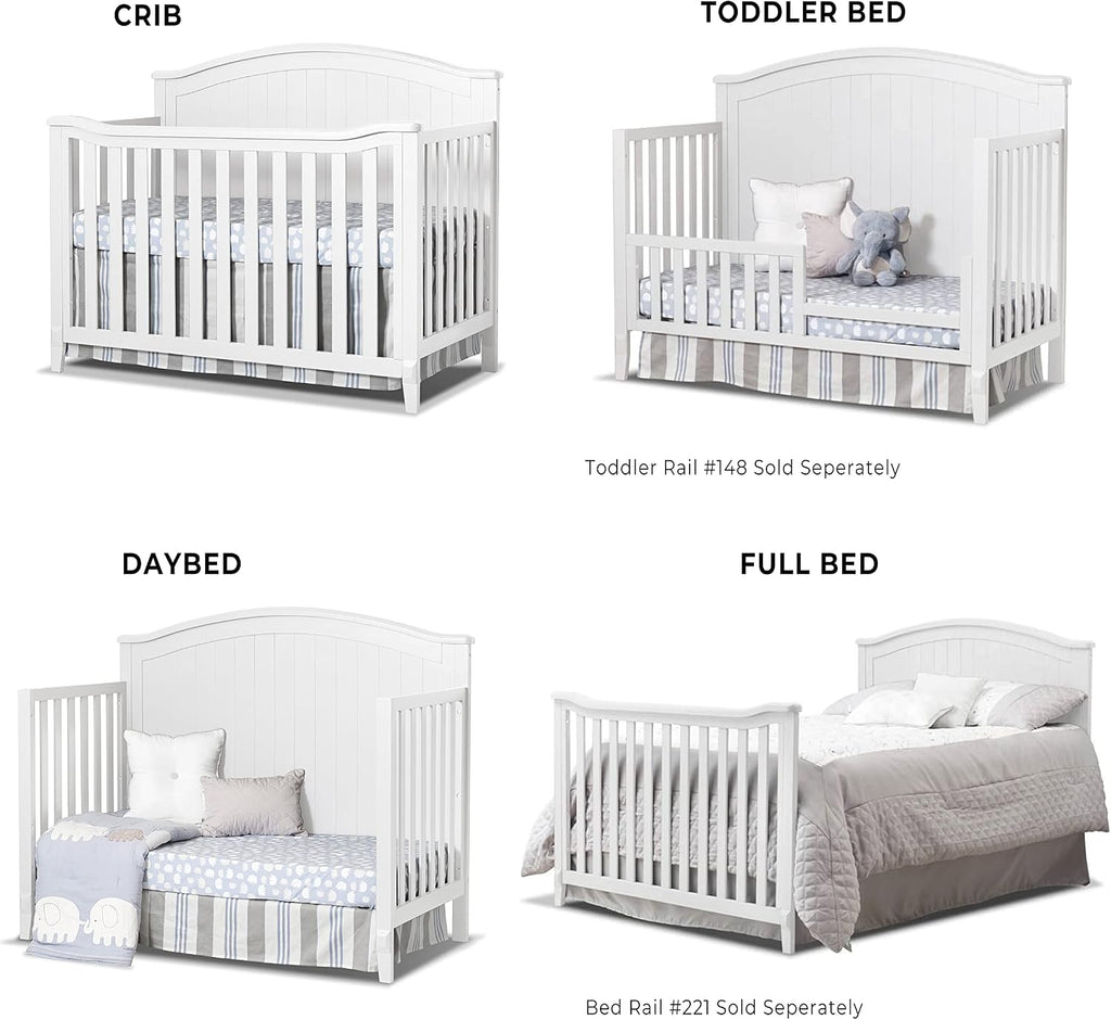 Sorelle Furniture Fairview Crib, Classic 4-in-1 Convertible Crib, Made of Wood, Non-Toxic Finish, Wooden Baby Bed, Toddler Bed, Child’s Daybed and Full-Size Bed, Nursery Furniture -White
