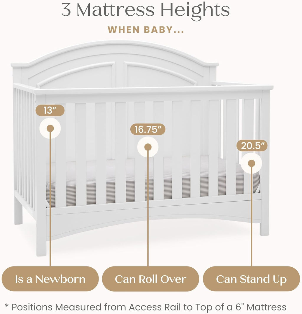 Delta Children Perry 6-in-1 Convertible Crib - Greenguard Gold Certified, Bianca White