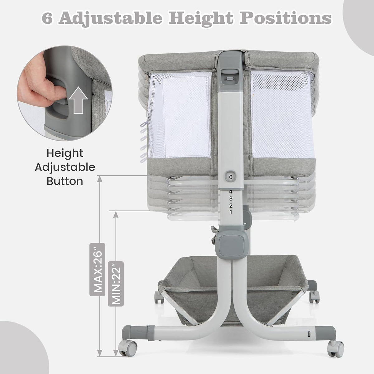 INFANS 3 in 1 Baby Bassinet Bedside Sleeper, Breathable & Easy Assemble