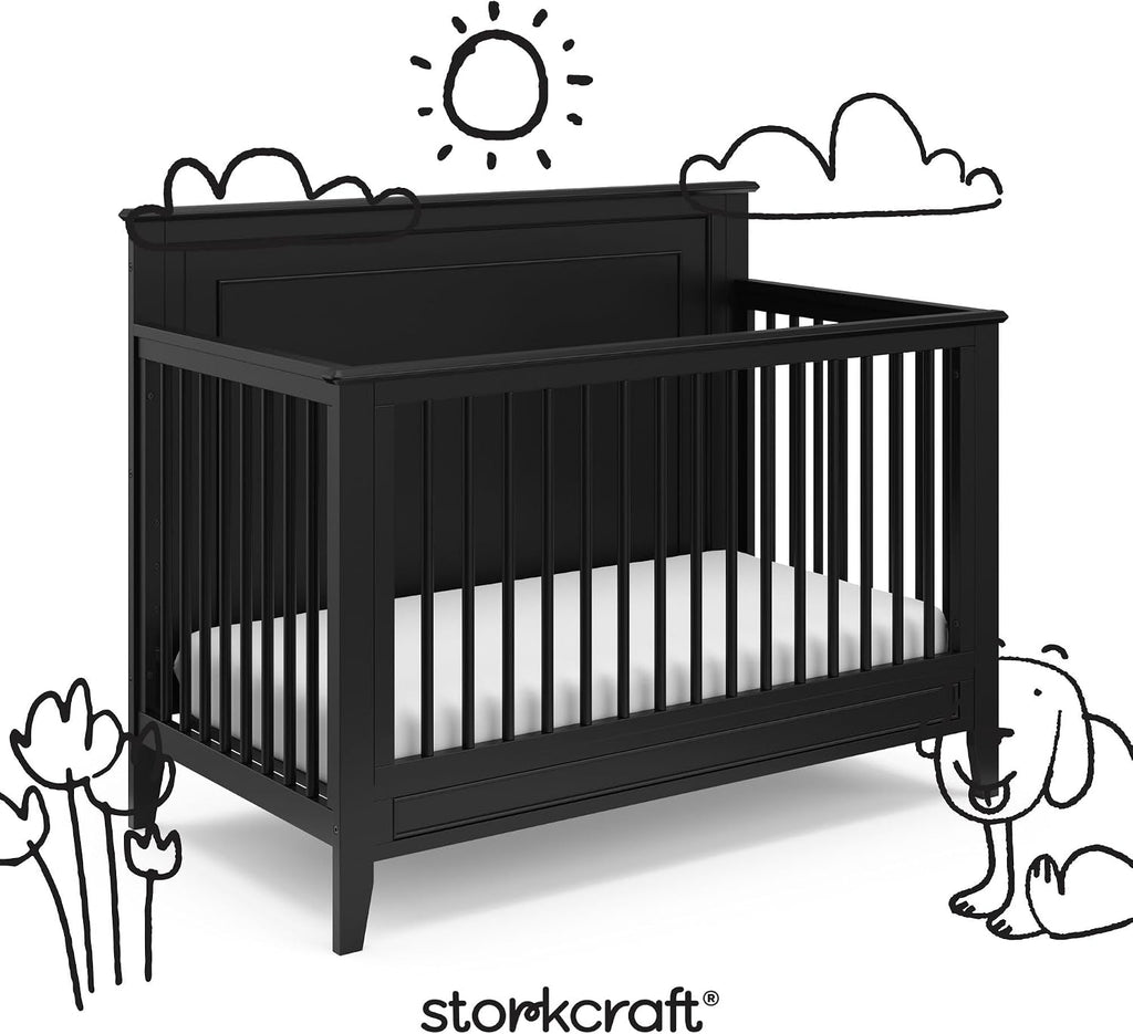 Storkcraft Solstice 5-in-1 Convertible Crib, Black