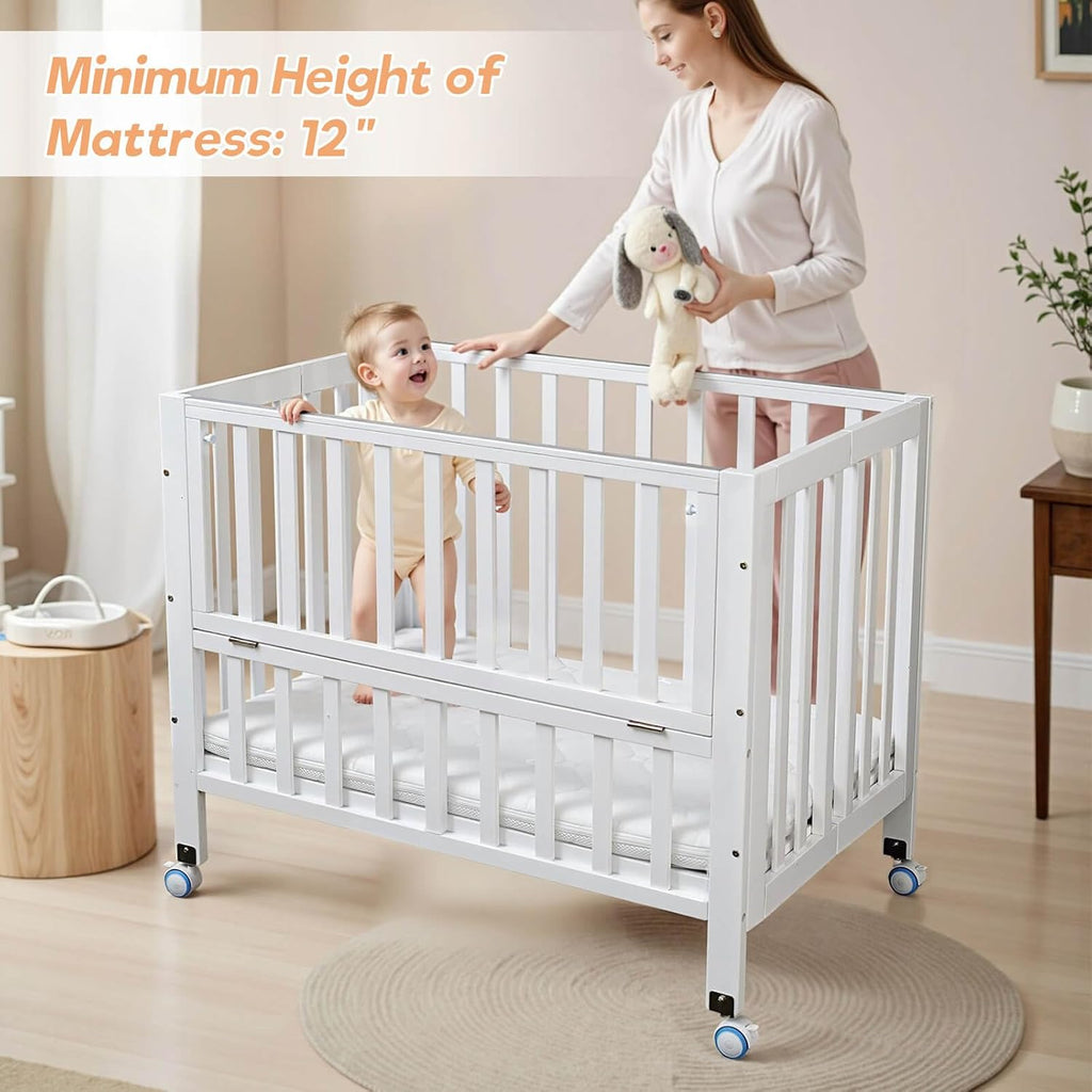 Flwrgirl Foldable Baby Bassinets Bedside Sleeper,4-in-1 Baby Crib