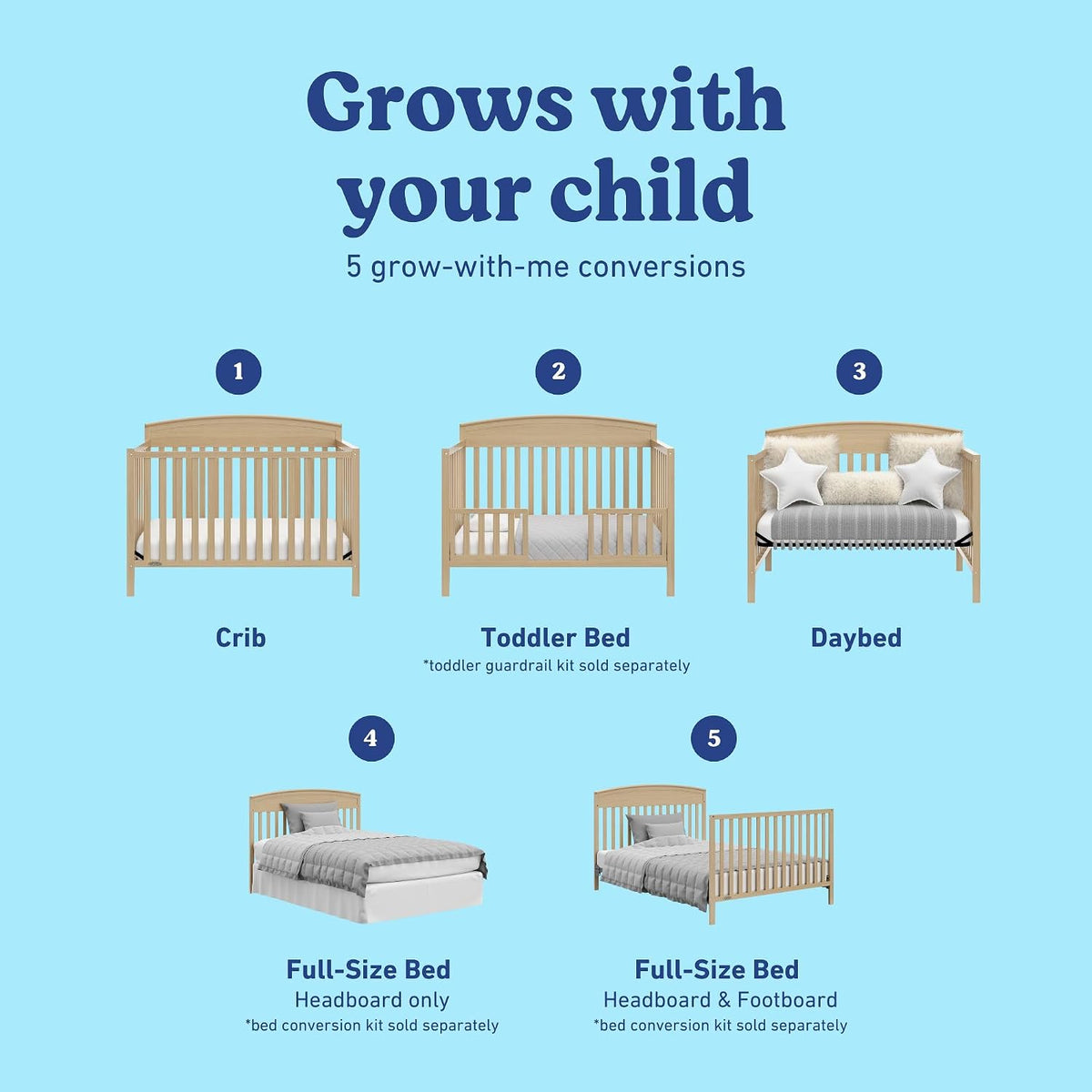 Graco Benton 5-in-1 Convertible Crib, Driftwood
