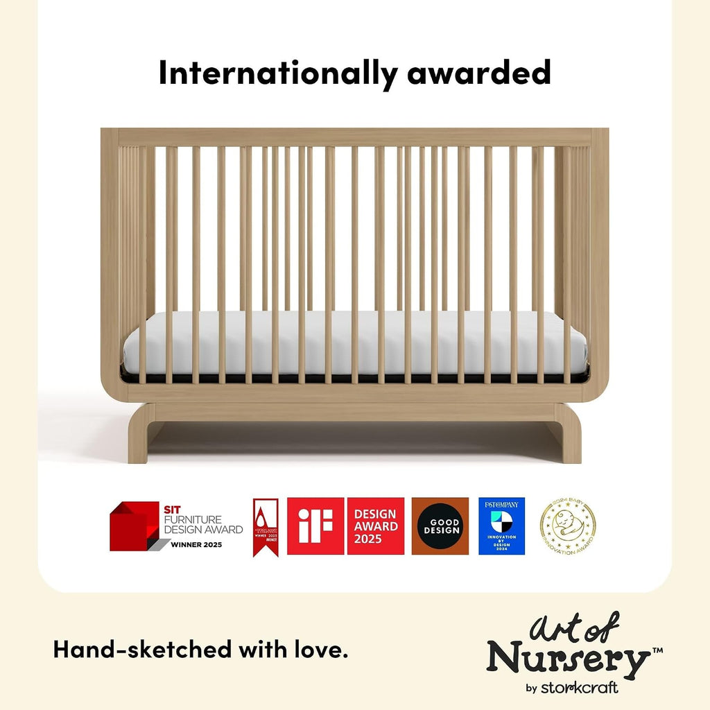 Storkcraft Santorini 5-in-1 Convertible Crib with Guardrail, Driftwood