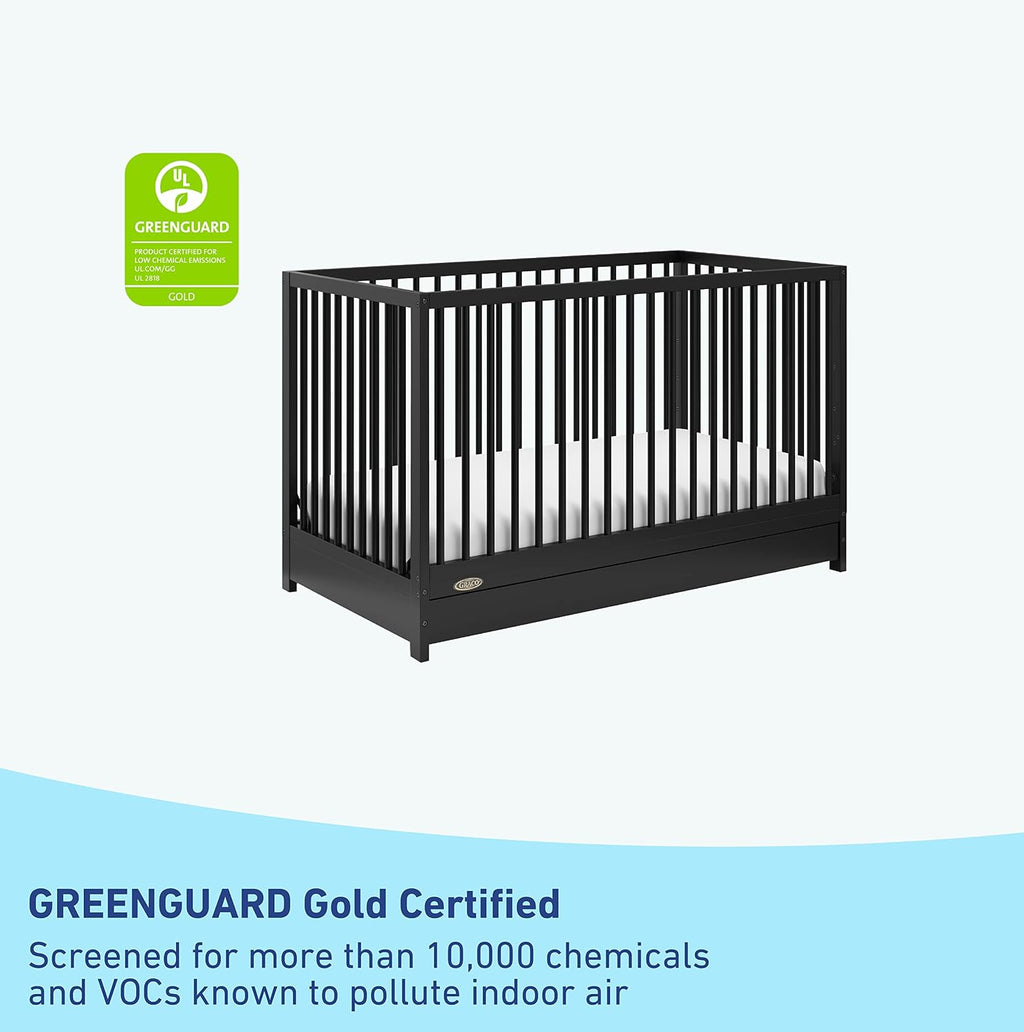 Graco Teddi 5-in-1 Convertible Crib with Drawer, Black