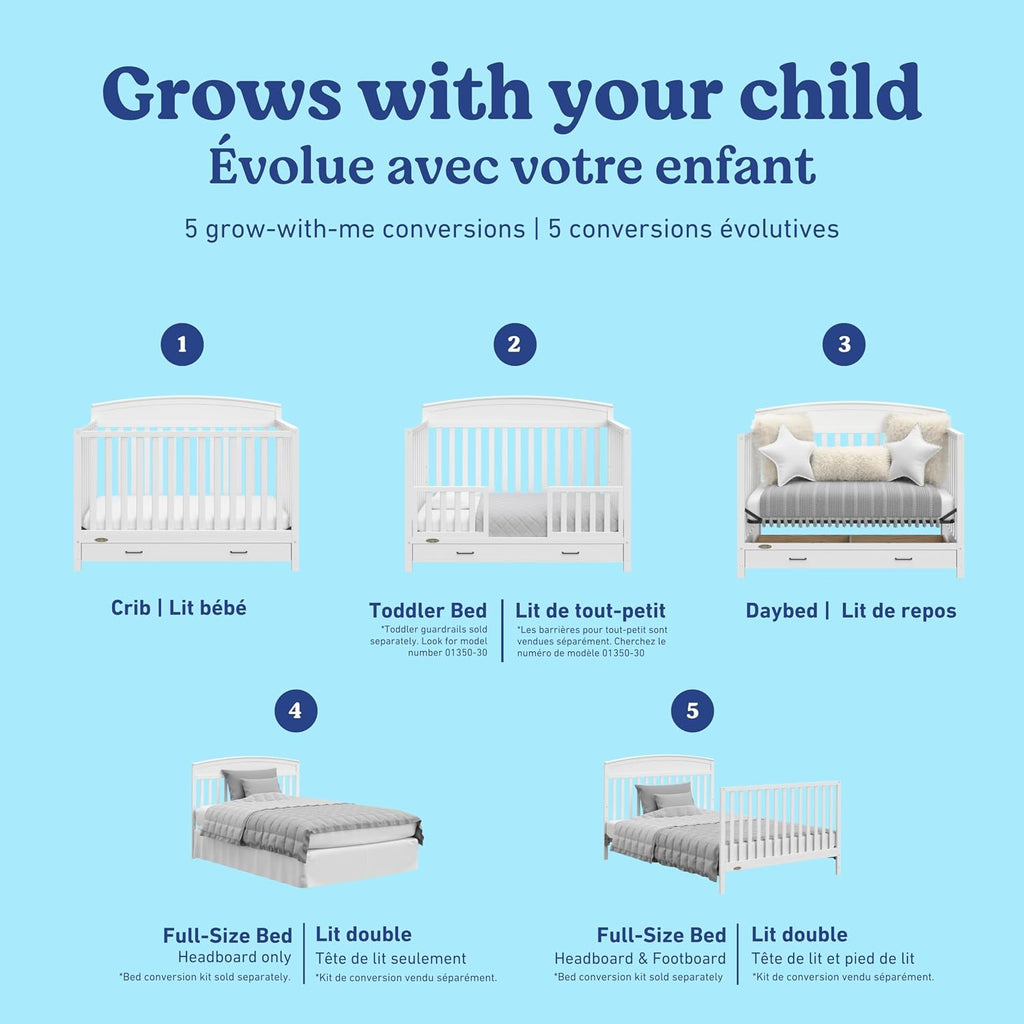 Graco Benton 5-in-1 Convertible Crib with Drawer, White