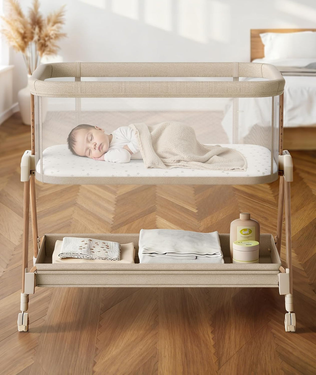 Fodoss Baby Bassinets Bedside Sleeper - 3-in-1 Stable Bassinet for Newborns