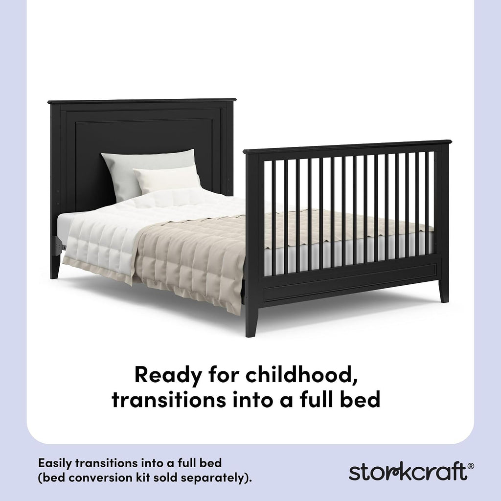 Storkcraft Solstice 5-in-1 Convertible Crib, Black