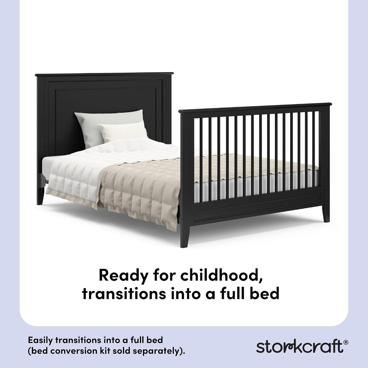 Storkcraft Solstice 5-in-1 Convertible Crib, Black