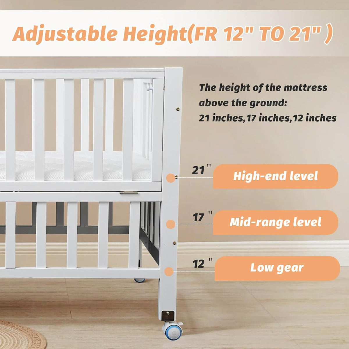 Flwrgirl Foldable Baby Bassinets Bedside Sleeper,4-in-1 Baby Crib