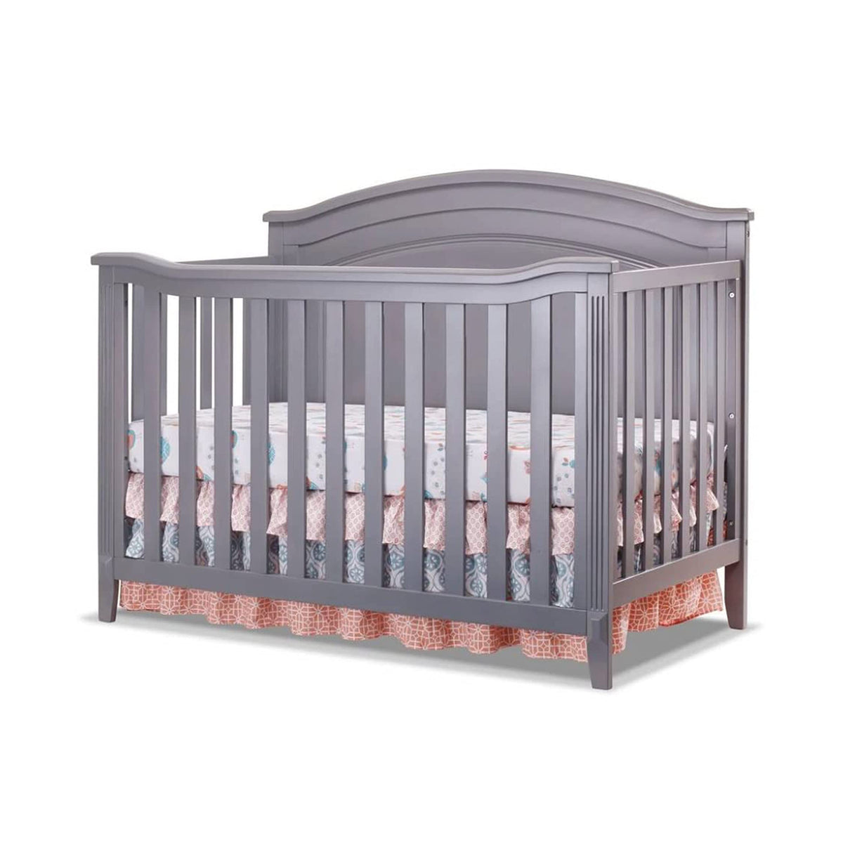 Sorelle Furniture Berkley Round Top Crib, Classic 4-in-1 Convertible Crib, Made of Wood, Non-Toxic Finish, Wooden Baby Bed, Toddler Bed, Child’s Daybed and Full-Size Bed, Nursery Furniture-White