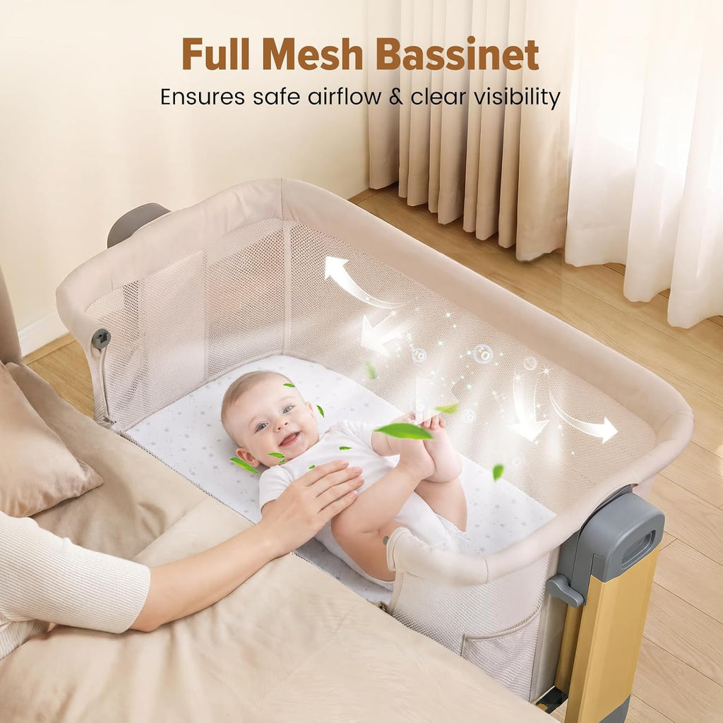 Onasti 3-in-1 Baby Bassinet Bedside Sleeper, Stable Bassinet for Newborns