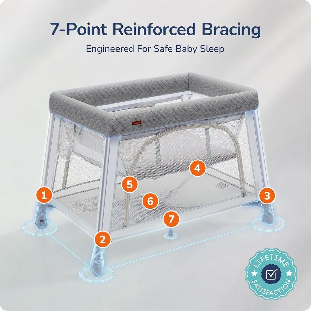 Travel Crib Portable Pack and Play with Bassinet
