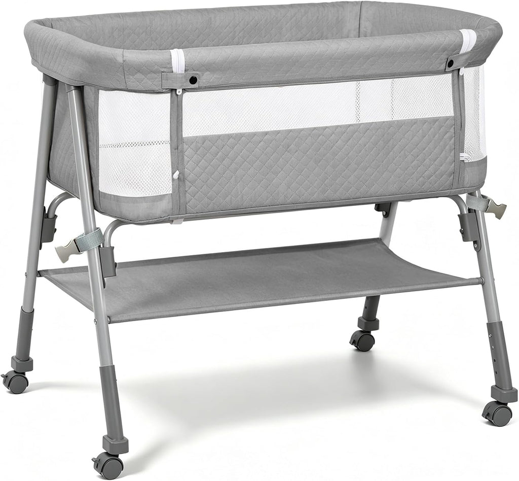 3-in-1 Baby Bassinet Bedside Sleeper for Newborn, Baby Crib Grey