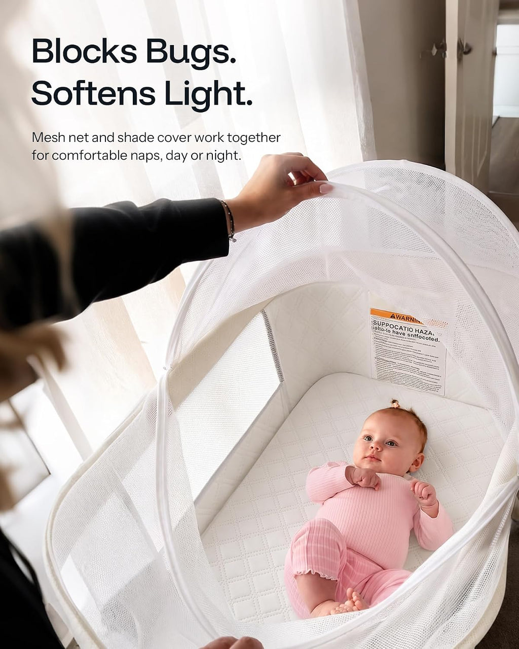 HARPPA Cuddly Bassinet Bedside Sleeper, 3 in 1 Baby Bassinet with Mattress