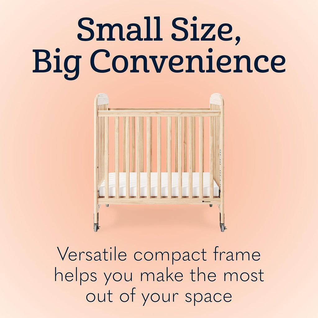 Foundations Serenity Compact Clearview Fixed Side Daycare Crib, White