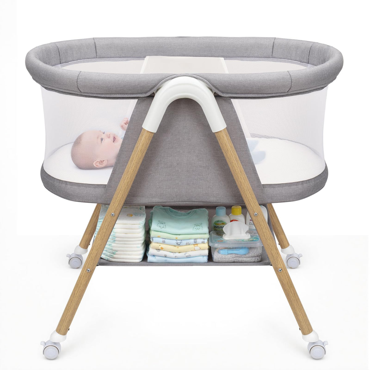 Uuoeebb Baby Bassinet, Upgrade Breathable Mesh Bedside Bassinet for Baby