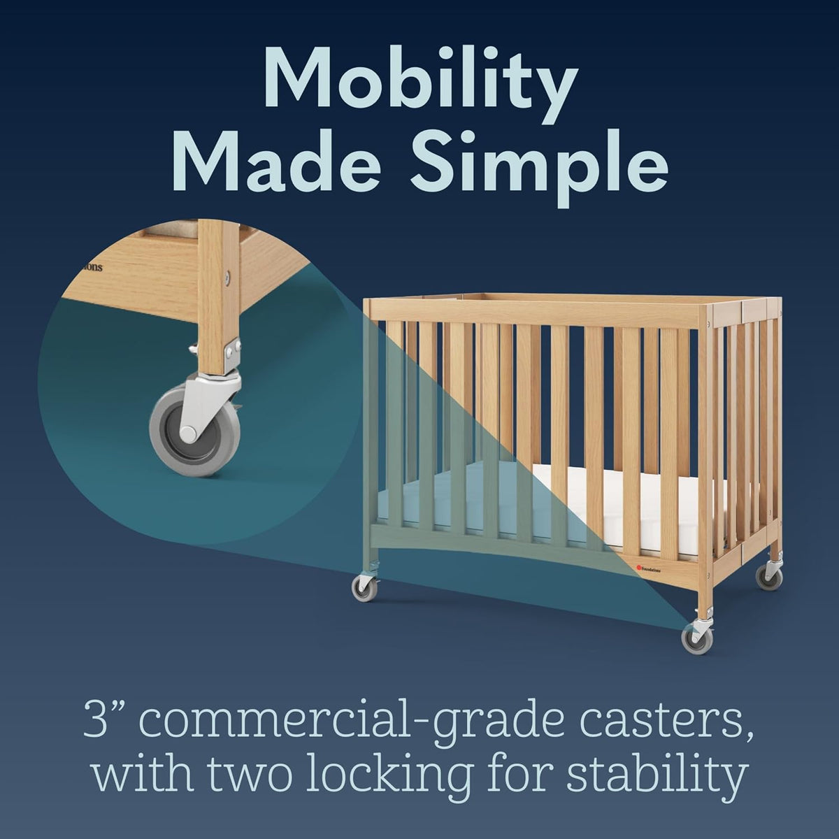 Foundations Travel Sleeper Wood Compact Folding Hotel Crib, Natural