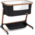 ANGELBLISS Electric Baby Bassinet, Auto Rocking Bedside Sleeper, 6 Heights with Mattress, Washable Sheet, Remote Control, 5 Speeds, 3 Timers, 12 Sounds, Wheels & Storage, Black