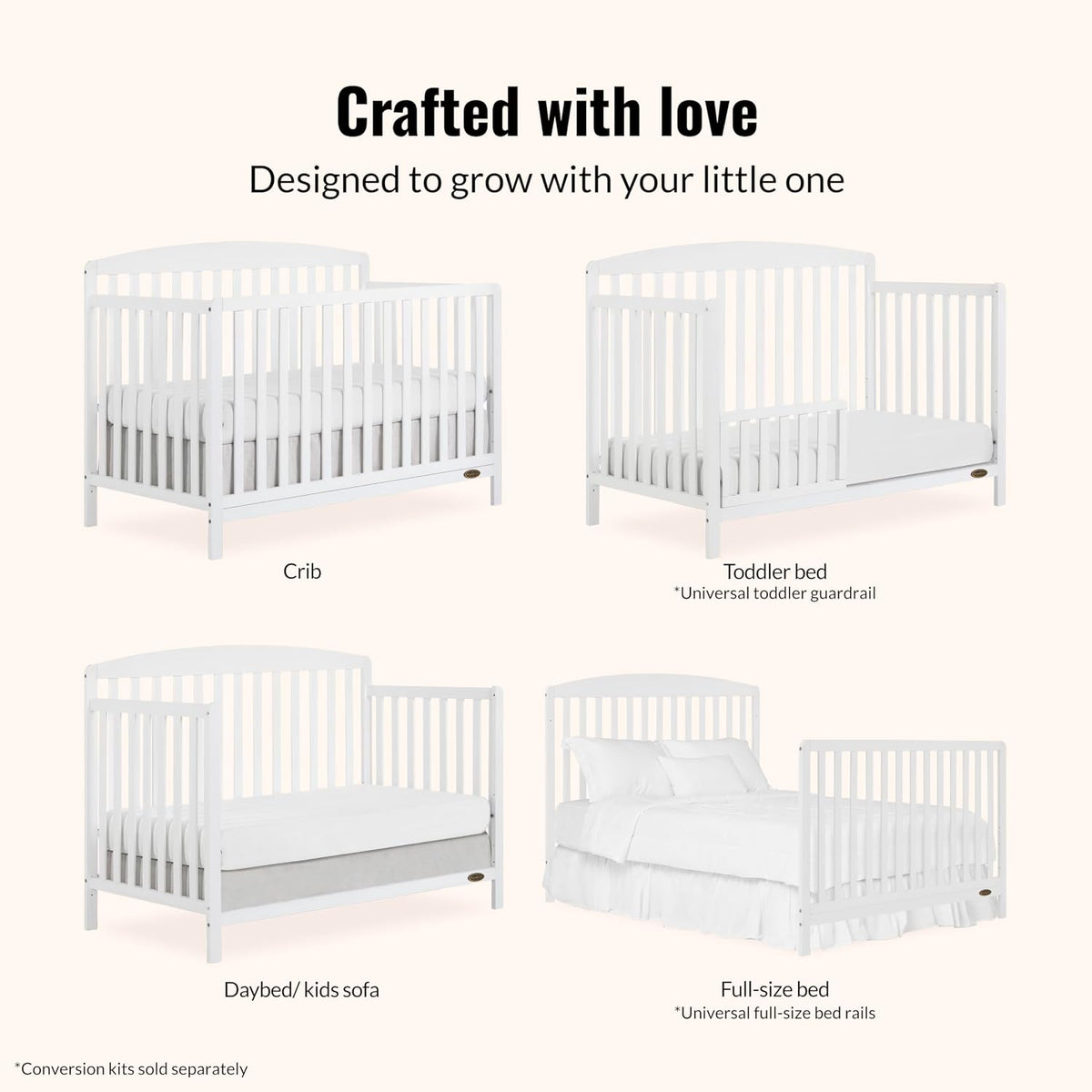 Dream On Me Odelle 5-in-1 Convertible Full Size Baby Crib, GREENGUARD Gold