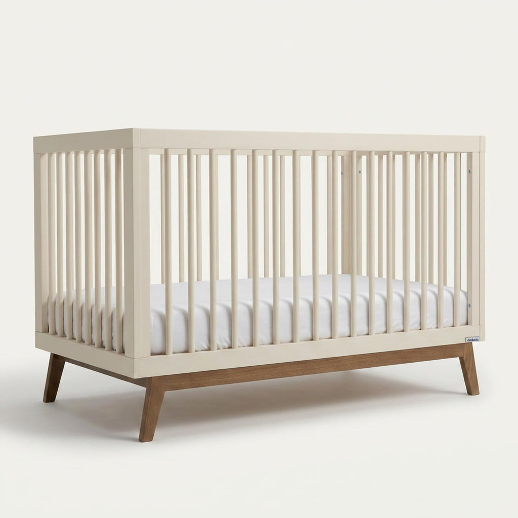 dadada Baby Soho 3-in-1 Convertible Wood Crib Bed, Made in Italy, Walnut