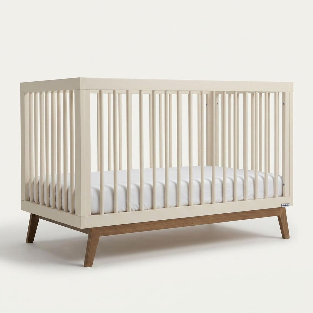 dadada Baby Soho 3-in-1 Convertible Wood Crib Bed, Made in Italy, Walnut