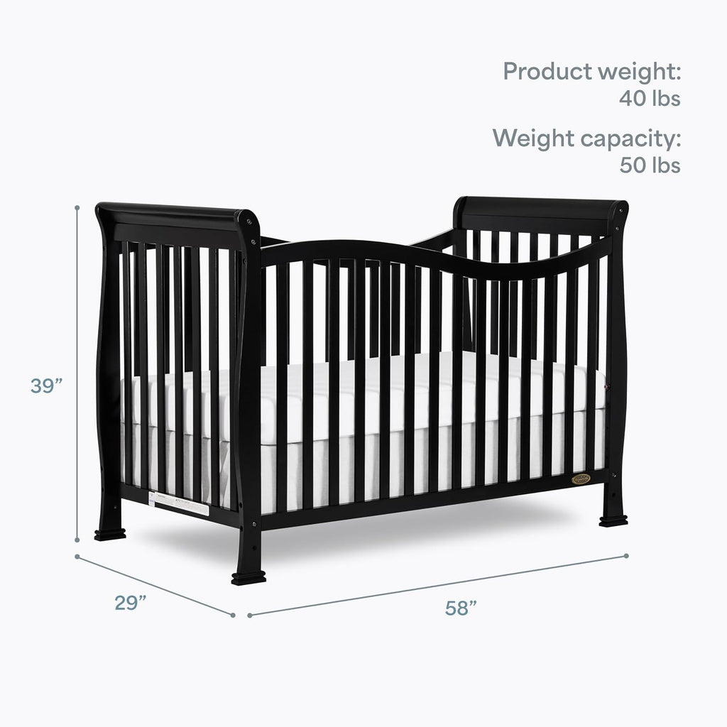 Dream On Me Violet 7-in-1 Crib to Full Size Bed, GREENGUARD Gold, Black