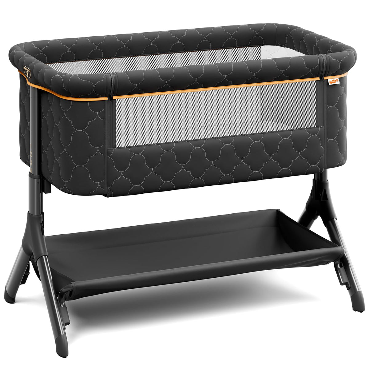 Pamo babe Bedside Bassinet for Baby, 3-in-1 Foldable Travel Bassinet with Wheels, Portable Baby Bassinet Adjustable Height, Storage Bag, Baby Bedside Sleeper Ideal Gift for Newborn Parents (Beige)