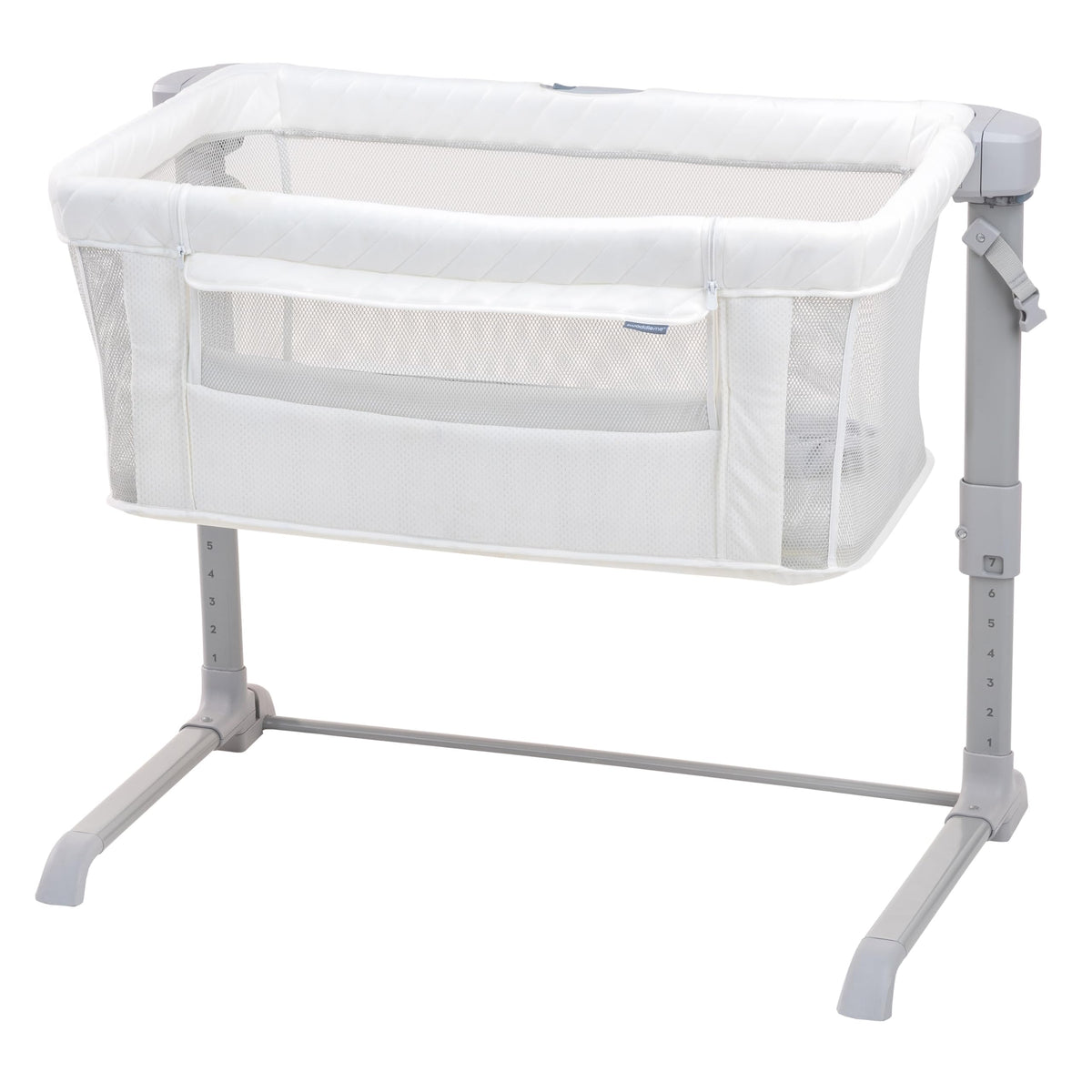 Ingenuity Dream & Grow Bedside Baby Bassinet with AirLoom Mattress, for Ages 0-12 Months, Adjustable Height - Handstitch (Grey)
