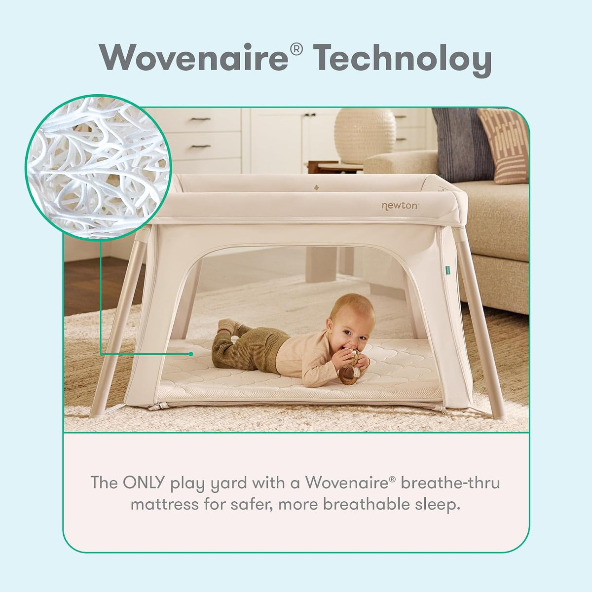 Newton Baby Compact Travel Crib & Play Yard, Carry-On Size - Sand