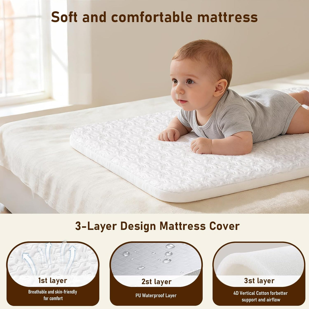 3 in 1 Baby Bassinet Bedside Sleeper,Bedside/Rocking Bassinet for Baby