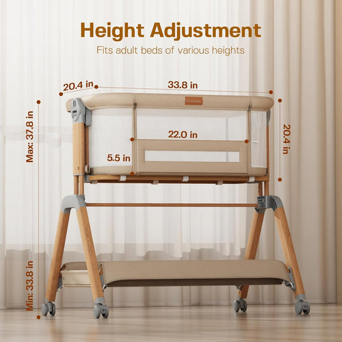 3-in-1 Baby Bassinet, Bedside Bassinet with Rocking Mode for Newborns