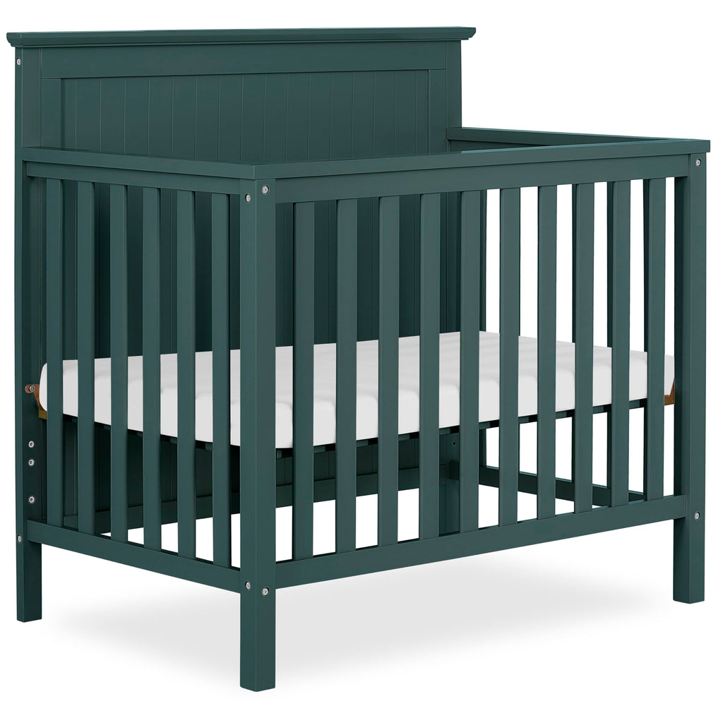 Dream On Me Ava 4-in-1 Mini Baby Crib with Daybed & Twin Bed Conversion in Steel Grey, GreenGuard Gold & BSA, Non-Toxic Finish, 3-Position Adjustable Height, Includes 1″ Mattress Pad