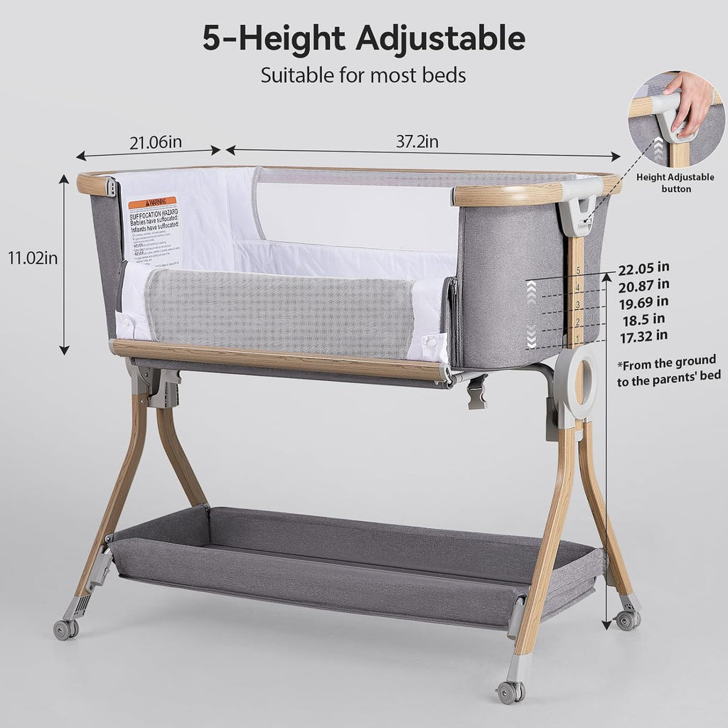 Larex Baby Bassinet, 3-in-1 Bedside Bassinet for Baby, Newborn & Infant