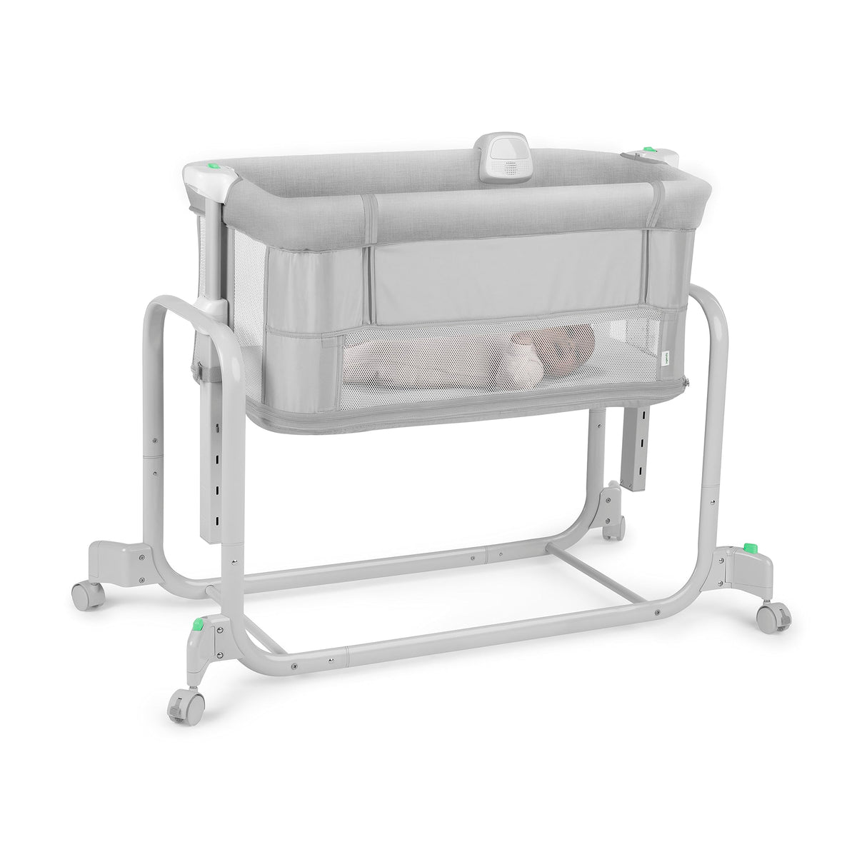 Ingenuity Dream & Grow Bedside Baby Bassinet with AirLoom Mattress, for Ages 0-12 Months, Adjustable Height - Handstitch (Grey)