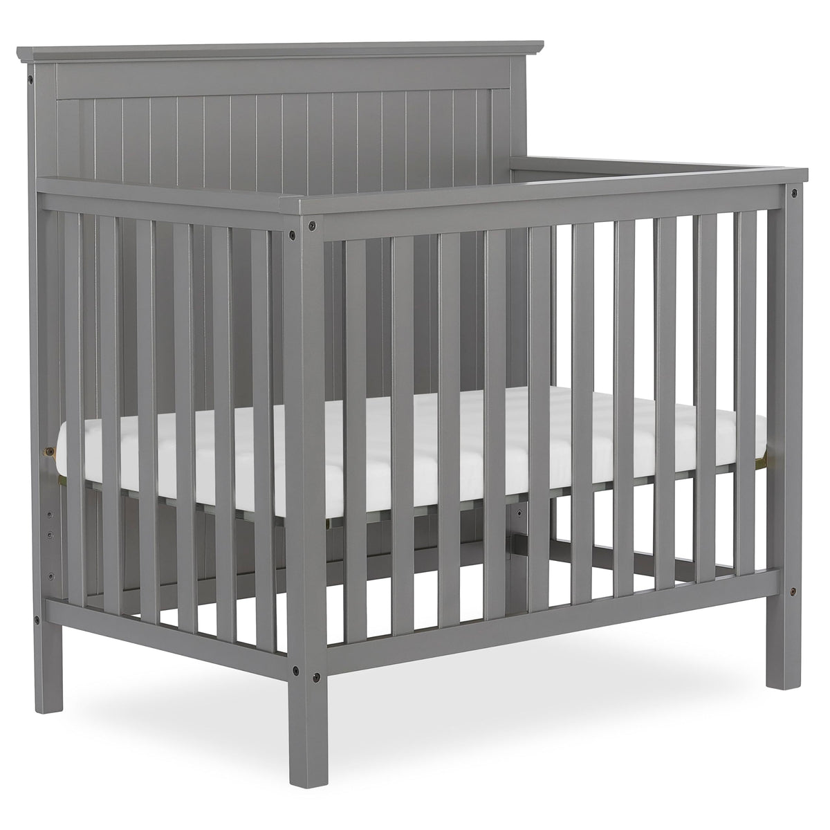 Dream On Me Ava 4-in-1 Mini Baby Crib with Daybed & Twin Bed Conversion in Steel Grey, GreenGuard Gold & BSA, Non-Toxic Finish, 3-Position Adjustable Height, Includes 1″ Mattress Pad