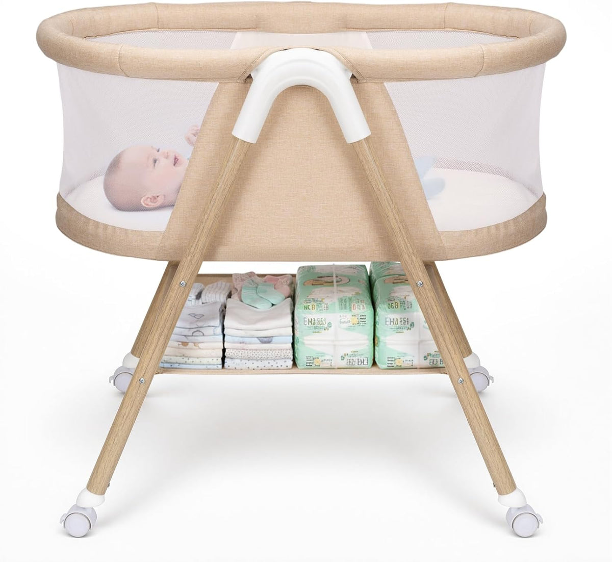 Uuoeebb Baby Bassinet, Upgrade Breathable Mesh Bedside Bassinet for Baby