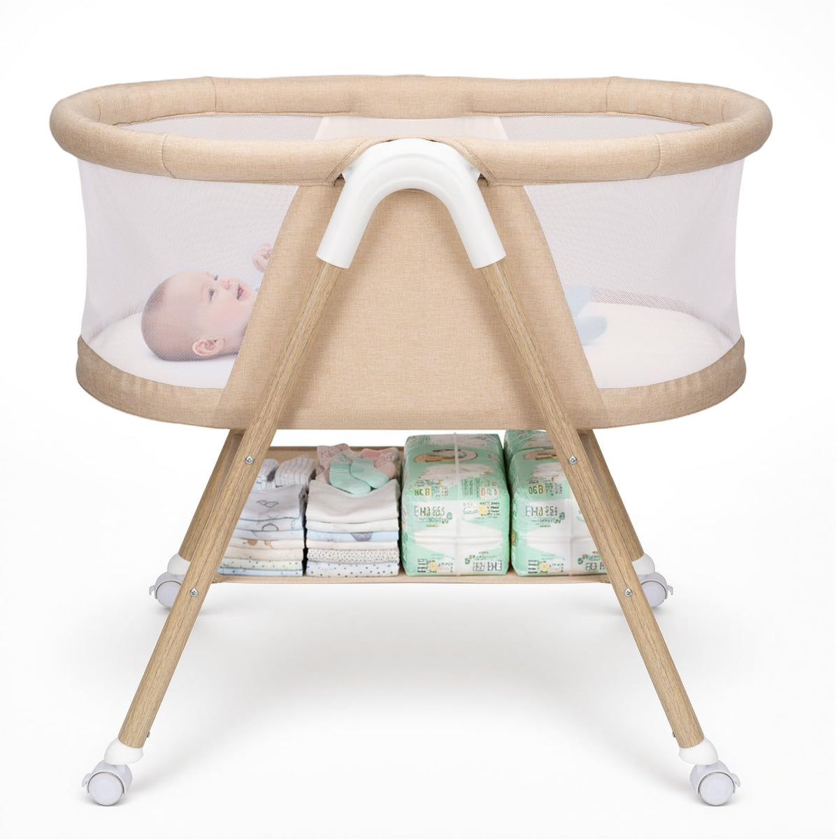 Uuoeebb Baby Bassinet, Upgrade Breathable Mesh Bedside Bassinet for Baby
