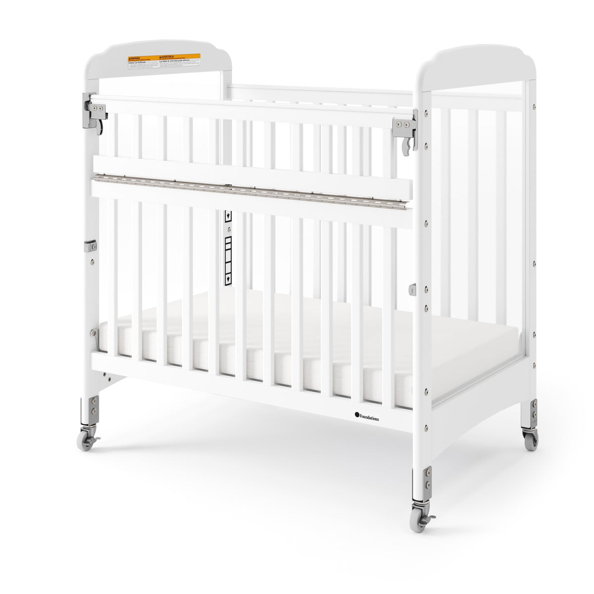 Foundations Serenity Compact Clearview Fixed Side Daycare Crib, White