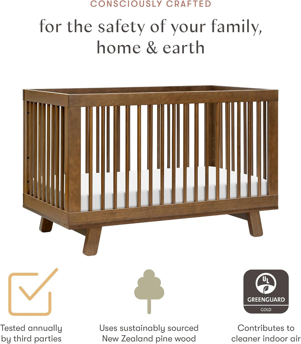 Babyletto Hudson 3-in-1 Convertible Baby Crib, Natural Walnut