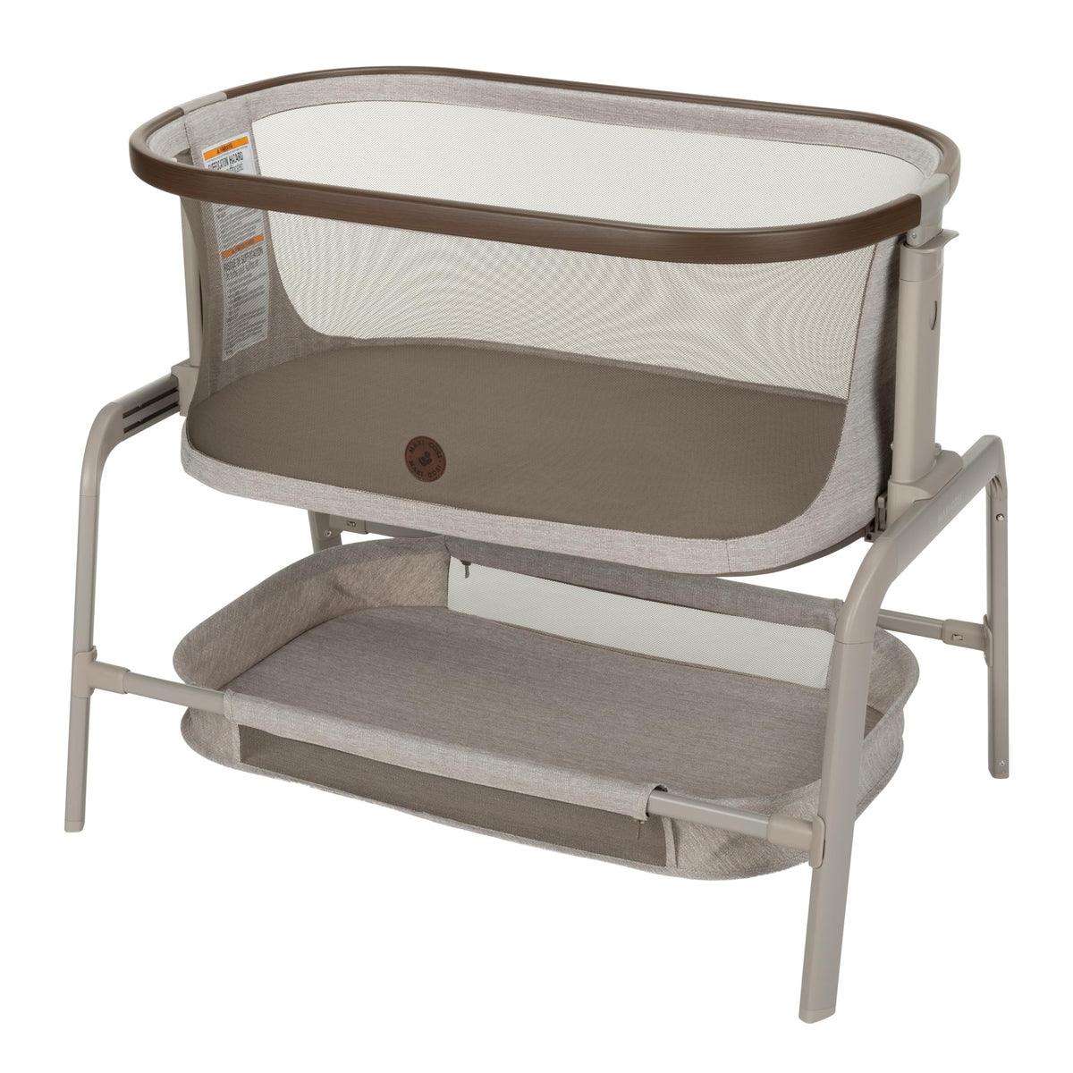 Maxi-Cosi Iora Baby Bassinets Bedside Sleeper, Portable Bassinet, Infant Bedside Sleeper Crib, Height Adjustable, Breathable Mesh, Large Storage Basket, Classic Oat