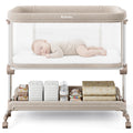 Ezebaby Baby Bassinets Bedside Sleeper, Portable Bedside Bassinet for Baby Newborn Infants with Adjustable 7 Heights and All Mesh Sides, Newborn Crib with Mattress and Soft, Breathable Sheet