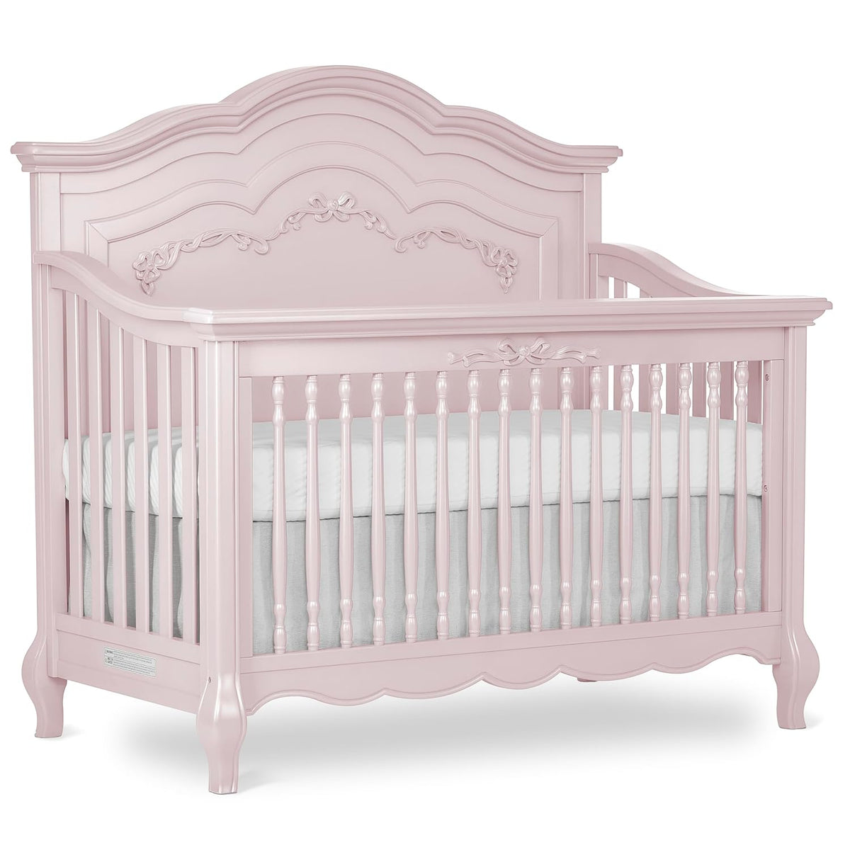 Evolur Aurora 5-in-1 Convertible Full Size Baby Crib, Blush Pink