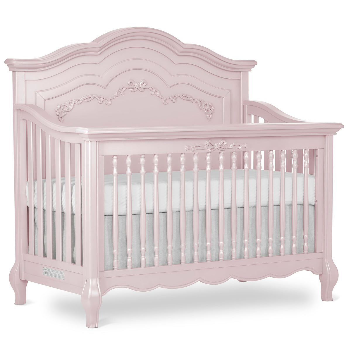 Evolur Aurora 5-in-1 Convertible Full Size Baby Crib, Blush Pink