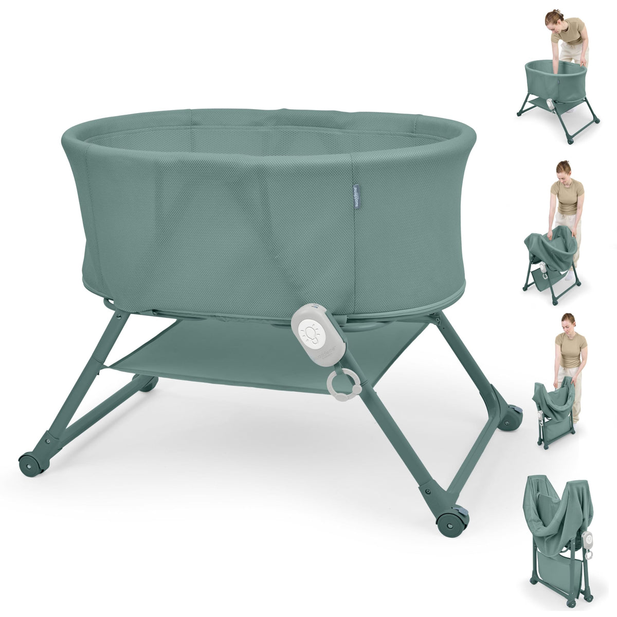 Ingenuity Dream & Grow Bedside Baby Bassinet with AirLoom Mattress, for Ages 0-12 Months, Adjustable Height - Handstitch (Grey)