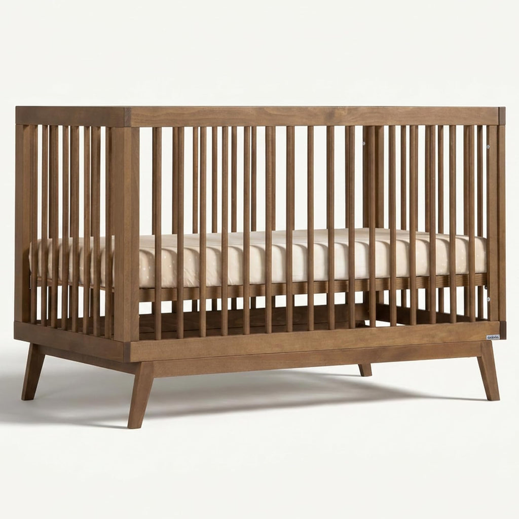 dadada Baby Soho 3-in-1 Convertible Wood Crib Bed, Made in Italy, Walnut