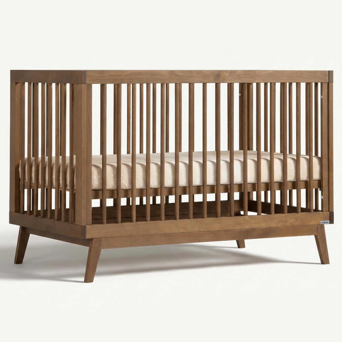 dadada Baby Soho 3-in-1 Convertible Wood Crib Bed, Made in Italy, Walnut
