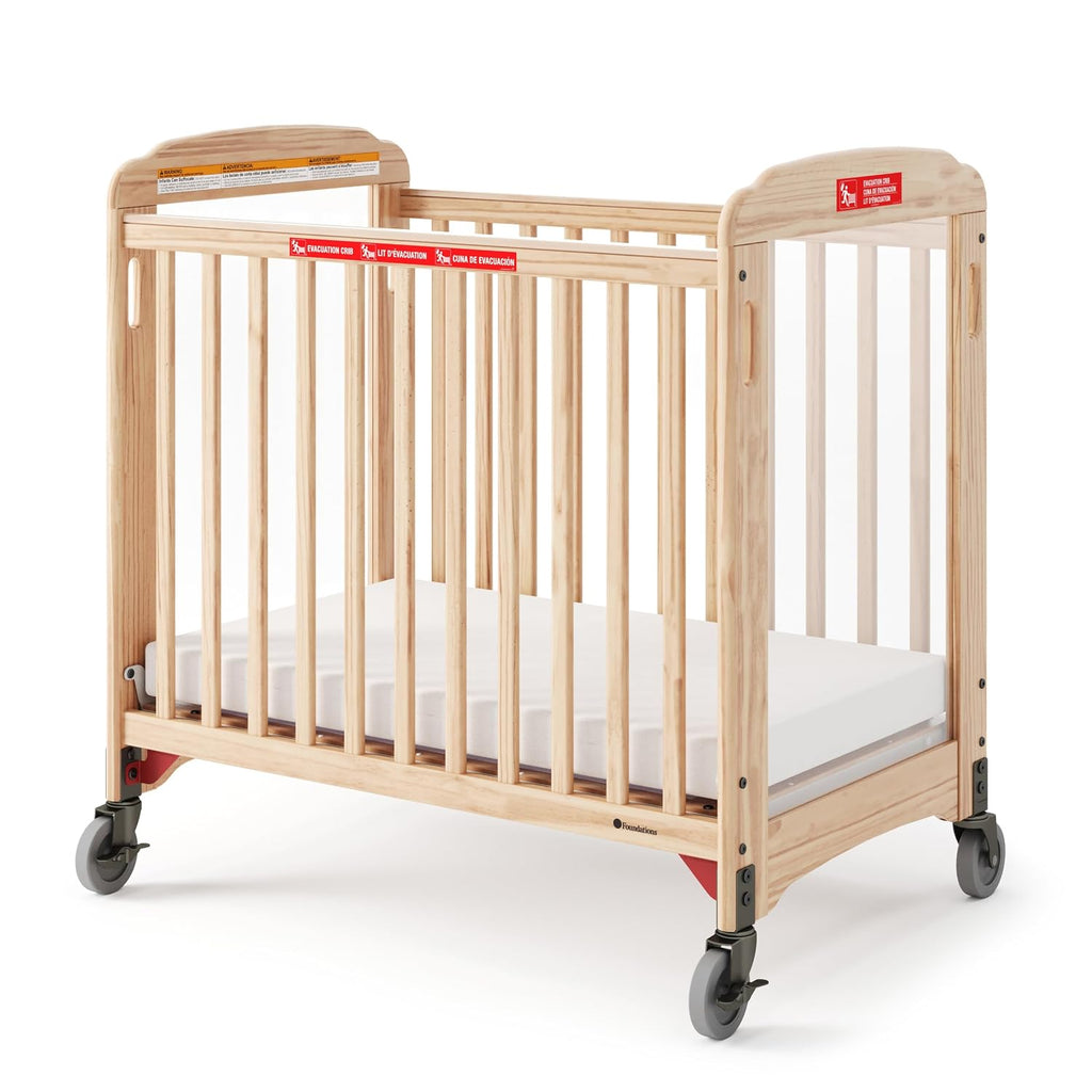 Foundations First Responder Evacuation Fixed-Side Daycare Crib, Natural