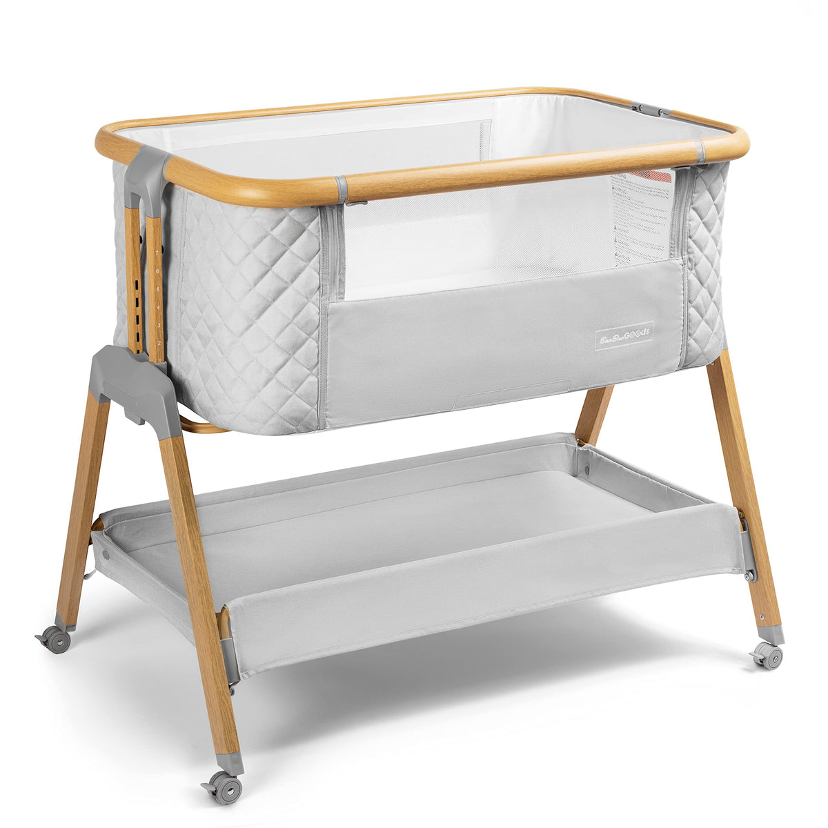 3 In 1 Baby Bassinet with Wheels, Portable Bedside Sleeper for Baby with 7 Adjustable Heights and Foam Mattress, Baby Bedside Crib for Newborns and Infants with Storage Basket, Carry Bag Included